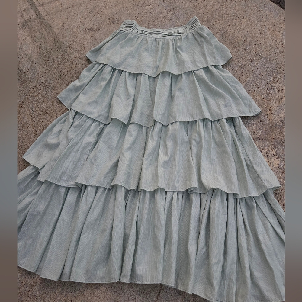 Tiered Maxi Skirt in Sage Green - Women's Flowing Maxi - Picture 13 of 13